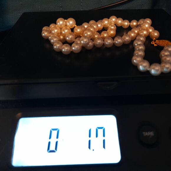 Vintage Glass Pearl Necklace, 8mm Faux Pearl Beads, 24 Inches, Hand Knotted - Picture 6 of 10